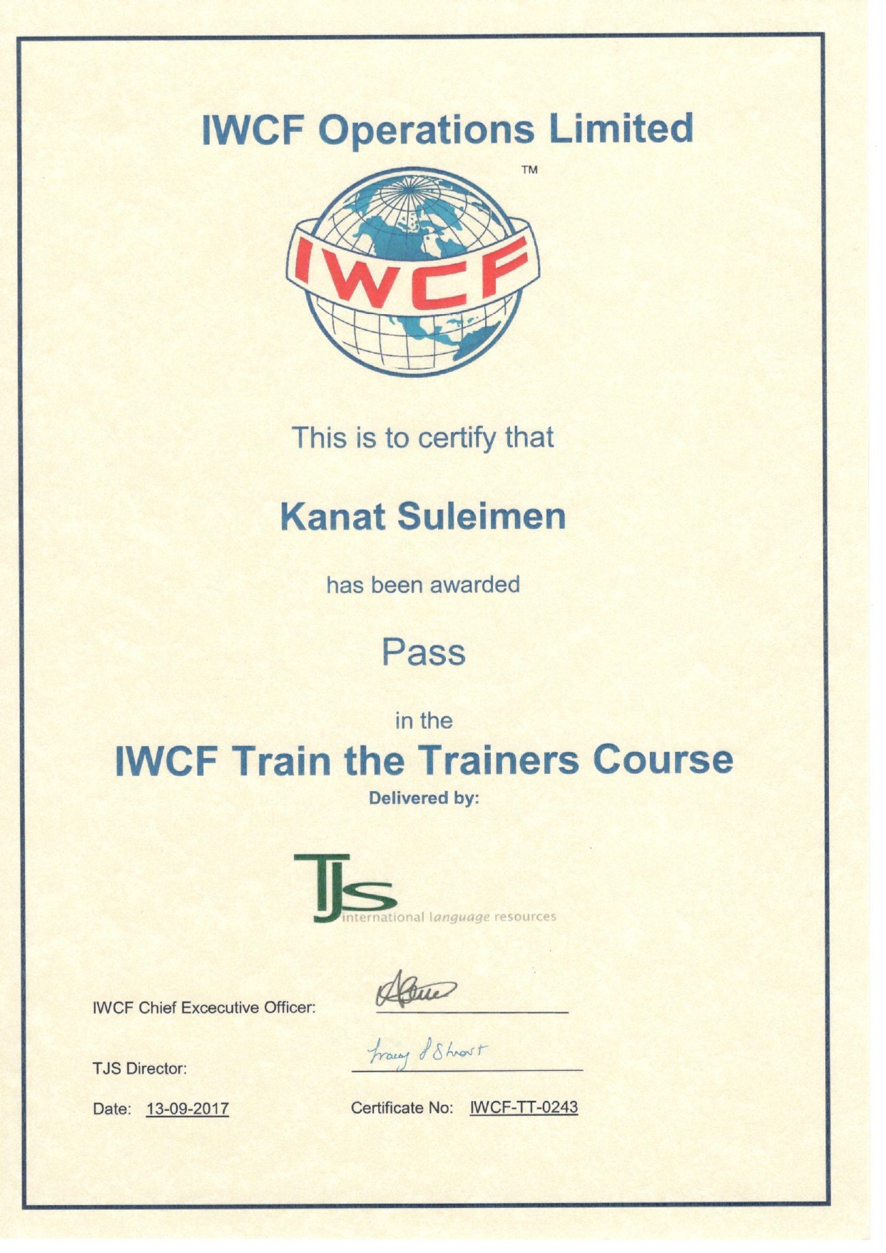 Сертификат IWCF