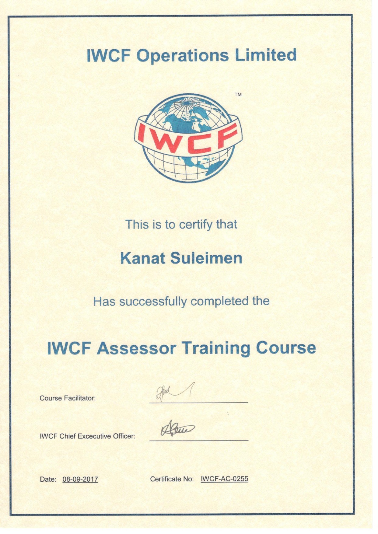 Сертификат на ассесора